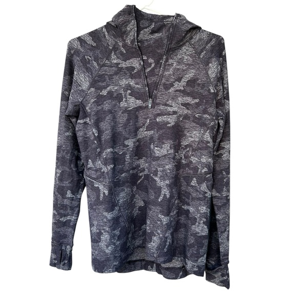 Lululemon Outrun the Elements 1/2 Zip Sweatshirt - Size 4 - Gray Camo - Picture 7 of 13